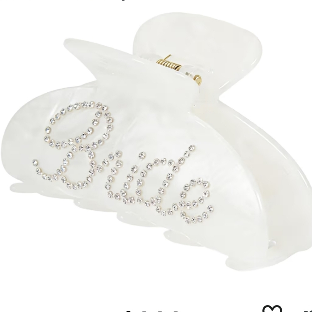 White Rhinestone 'Bride' Hair Claw Clip - Picture 1 of 7
